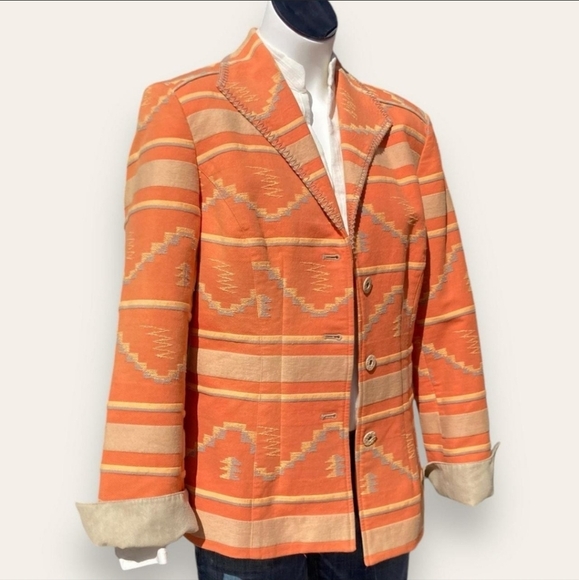 COLDWATER CREEK WOMEN'S 80'S/90'S WESTERN BLAZER - ORANGE - Picture 15 of 15